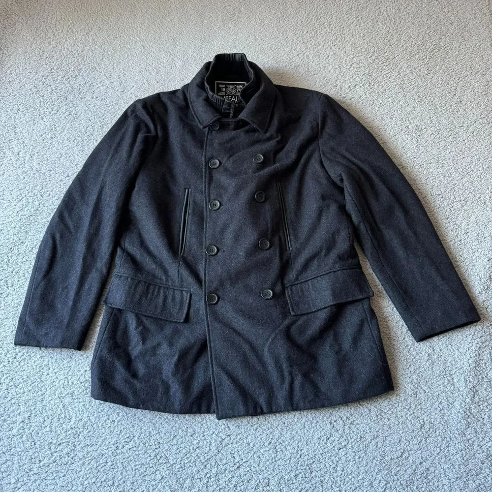 Buffalo David Bitton Jacket Mens Medium Gray Wool Blend Overcoat‎ Insulated
